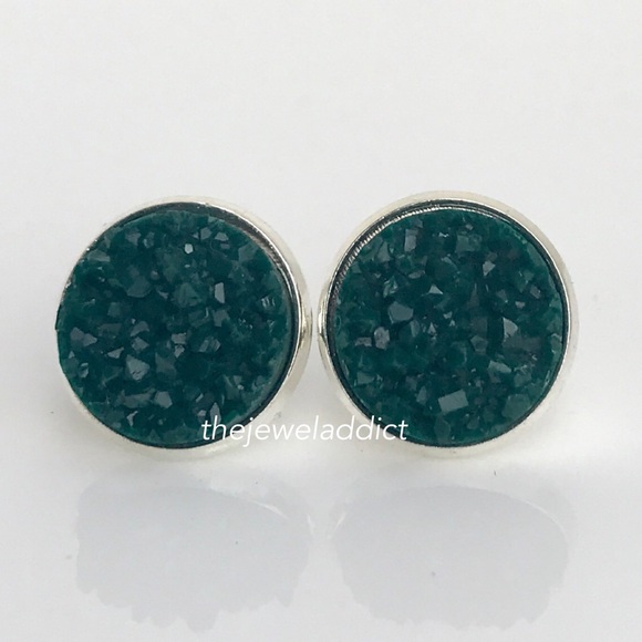 3 for $15 hunter green faux druzy studs - Picture 3 of 6